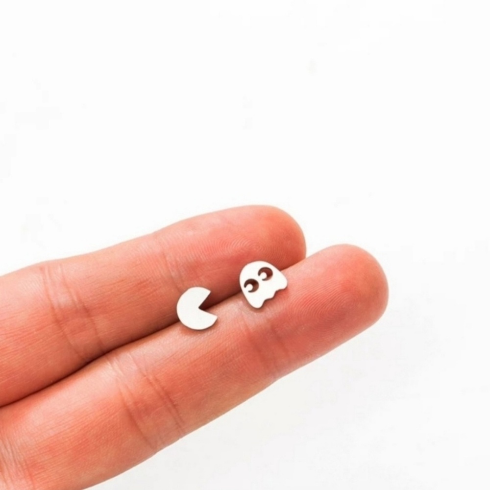 Pac-Man & Ghost Earrings (Stainless Steel) - Picture 2 of 2